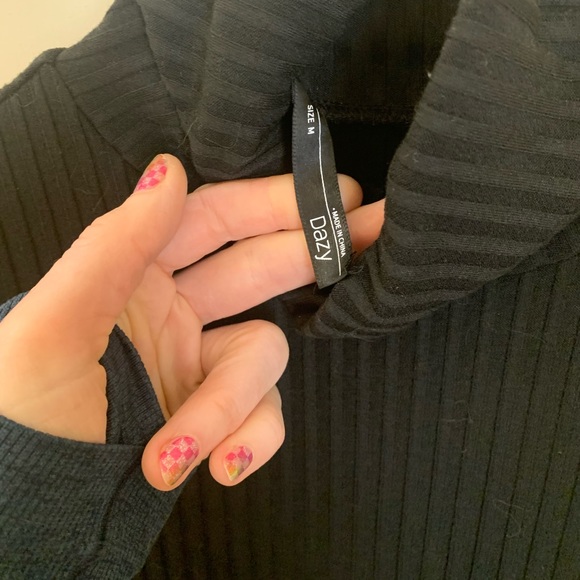 Dazy turtleneck, long sleeve black dress, flattering silhouette! - Picture 5 of 7